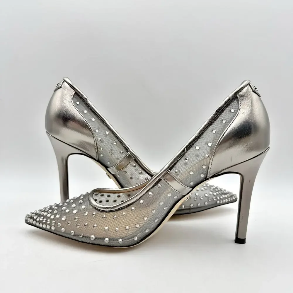 Sam Edelman Womens Hazel Pumps US 7.5 M EU 38 Grey Mesh Stiletto NWOB